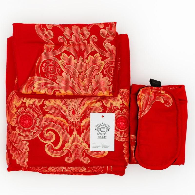 Red Plain Single Bedding Set