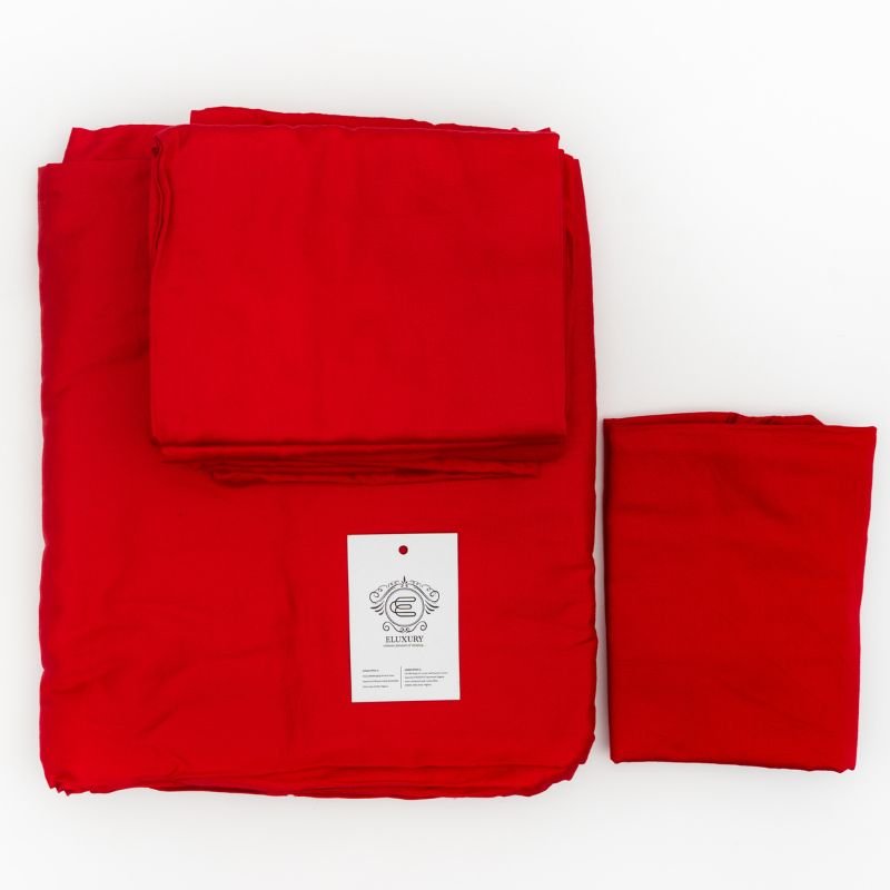 Red Plain Single Bedding Set